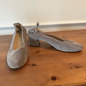 Everlane Day Heel in Gray Suede